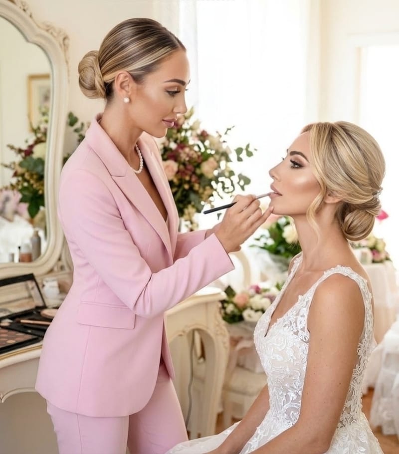 Raffaella Braccolino mentre trucca una sposa